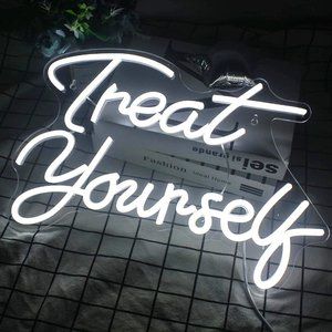 Treat Yourself White Neon Light LED Display Bedroom Diva Princess Teenager Decor